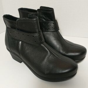 Abeo Women's Ankle Boots Zip Booties Leather Heels Career‎ Black Cayley Size 8